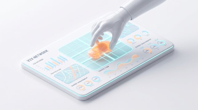 Robotic Hand Interacting with V2X Network Dashboard for Smart City Traffic Management