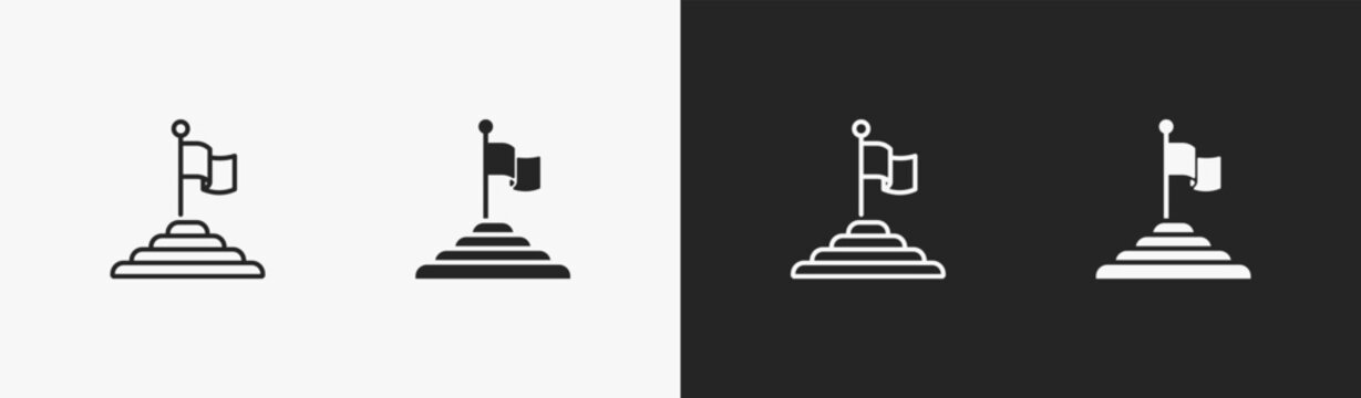 Set of milestone icon in black and white collection