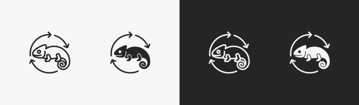 Set of adaptability icon in black and white collection