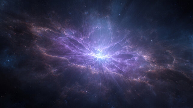 Purple deep space nebula with cinematic light and holographic gas. Dark futuristic vibe with clean negative space, ideal for tech launch backgrounds, website hero images, and digital ads.