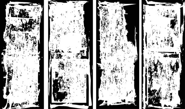 Vertical grunge distressed texture panels with rough paint, weathered surface and abstract worn design