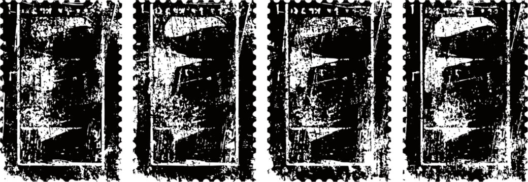 Grunge distressed black rectangle frames with rough textured edges, abstract vintage design elements