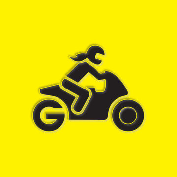 Abstract Black Embossed Female Motorcycle Rider