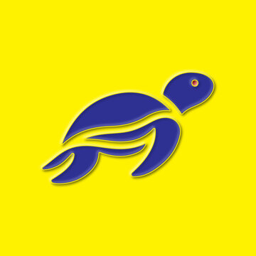 Abstract Blue Embossed Sea Turtle Logo Design