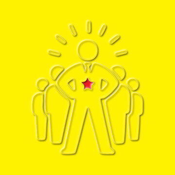 Abstract Yellow Embossed Business Leader Team