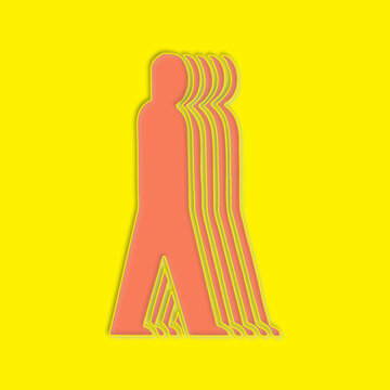 Abstract Orange Embossed Overlapping Human Figure Design