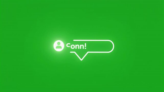Animated message bubble with person icon and conn text on a green screen background