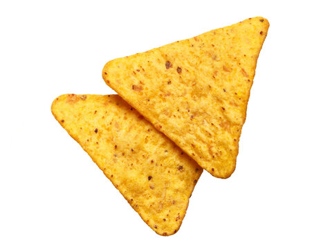 Nacho tortilla chips, isolated on cutout transparent background