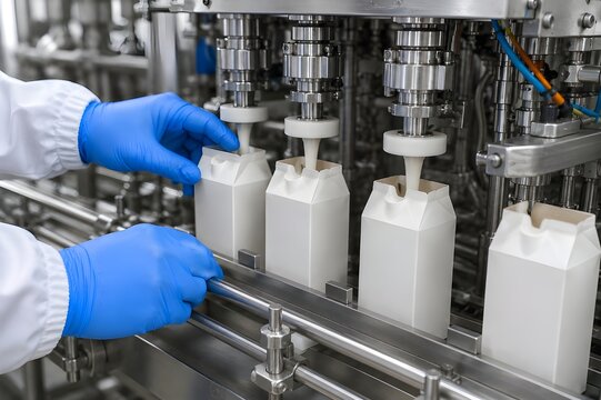 Automated UHT Milk Filling Process into Carton Packages
