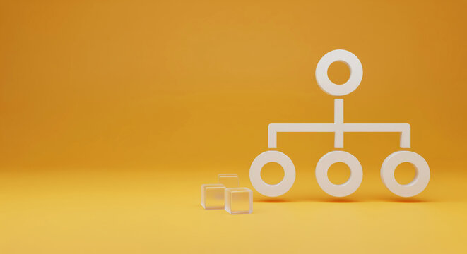 Database architecture mapping template featuring hierarchical tree diagram sign to model relational network structure or logistics supply chain optimization workflow