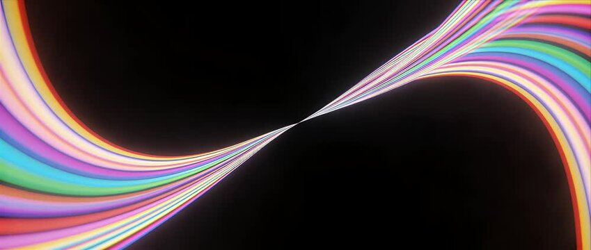 Abstract rainbow line colorful light trail neon curve diagonal motion digital wave vibrant spectrum black background glowing ribbon modern design dynamic energy flowing streak pattern futuristic swirl