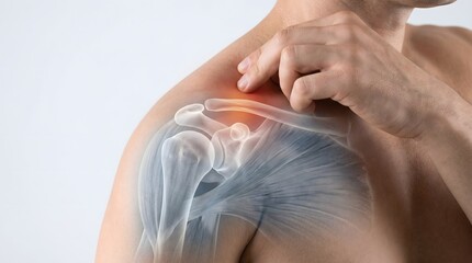 Naklejka premium Medical illustration of a person experiencing shoulder joint pain