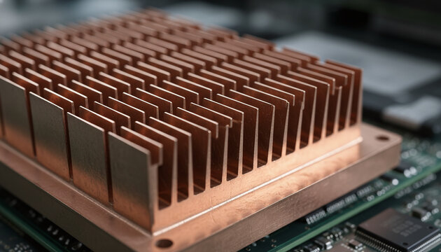 Skived copper heatsink macro with dense parallel cooling fins