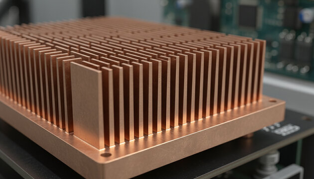 Skived copper heatsink macro with dense parallel cooling fins