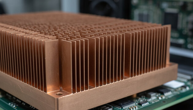 Skived copper heatsink macro with dense parallel cooling fins