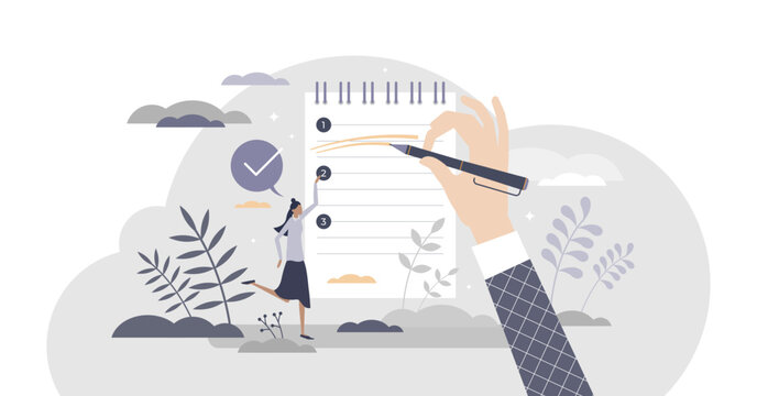 Priorities list as plan with duties sorted by importance tiny person concept, transparent background. Work management strategy for high efficiency and productivity.