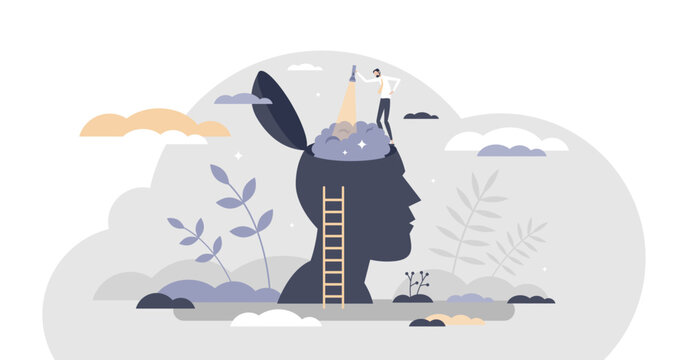 Memory loss and problem with information forgetting tiny person concept, transparent background. Alzheimer medical disease as psychological research for medical mental disorder illustration.