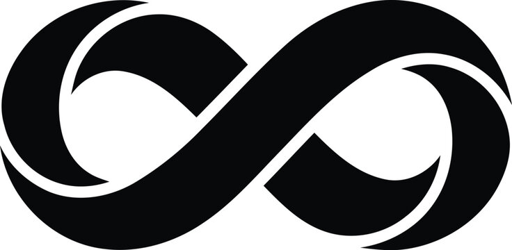 Infinity symbol vector icon with sharp pointed edges, black eternal loop logo design, minimalist mathematical sign for corporate branding and tattoos