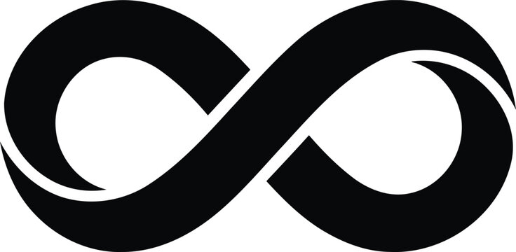 Infinity symbol vector icon, black mathematical loop sign, eternal flow graphic element for branding and logo design projects