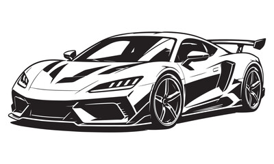 Fototapeta premium Supercar silhouette, exotic performance vehicle, vector isolated on white