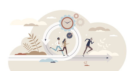 Obraz premium Agile with quick decisions and adapt to new situation tiny person concept, transparent background. Business strategy change and company progress improvement based on effective.
