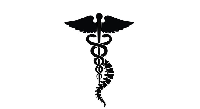 Medical caduceus symbol with wings and snake
