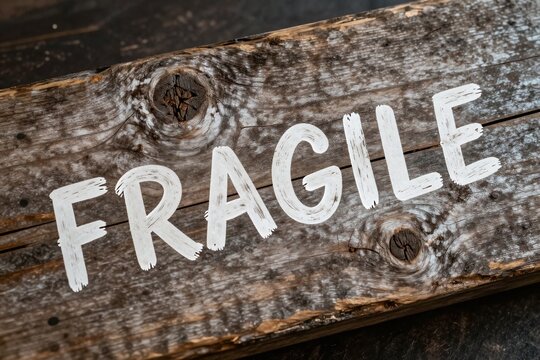 A wooden crate with the word fragile written on it