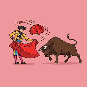 Bull and matador vector graphic vector performing traditional corrida