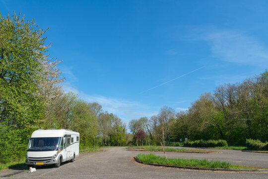 Camper Van on parking near  Fort de Fermont in  Beuveille in France.tif