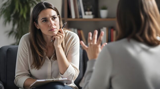 Professional Therapy Session, Mental Health Counseling, Patient Listening