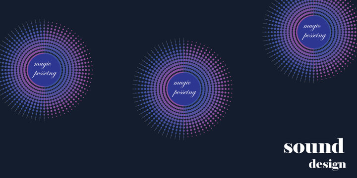 Vibrant sound design patterns illuminate a dark background with colorful circular graphics.