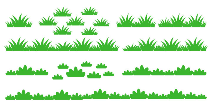 Green grass illustration with flat graphics. Green grass illustration, sustainable grass nature, grass design in cartoon style.