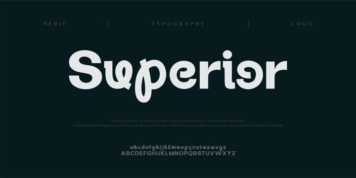 Superior, Modern minimal logo alphabet font. Typography abstract sans serif technology, electronic, movie, future, creative logos fonts. vector illustration