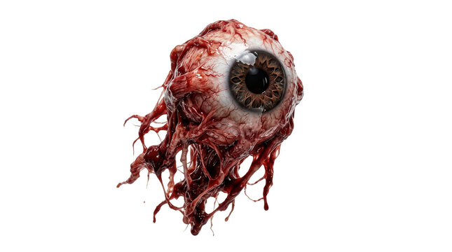 Gruesome Eyeball with Blood and Veins, isolated on transparent background