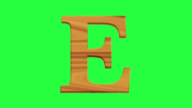 E Alphabet 3D Material Transition Loop Animation on Green Screen Background for Typography, Motion Graphics, Social Media, Video Editing, Branding, and Digital Content