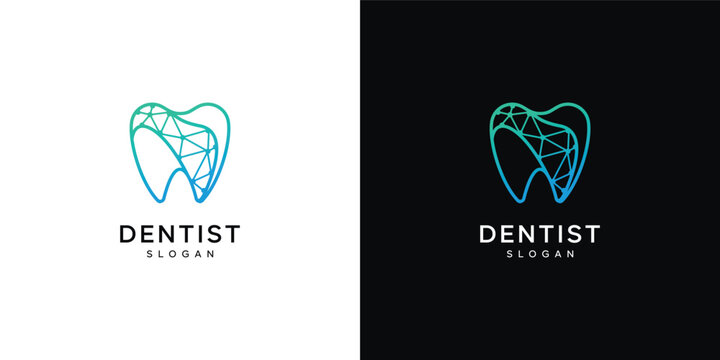 Modern Dental care tooth icons with clean healthy smile symbols modern, dentistry clinic branding design vector illustration