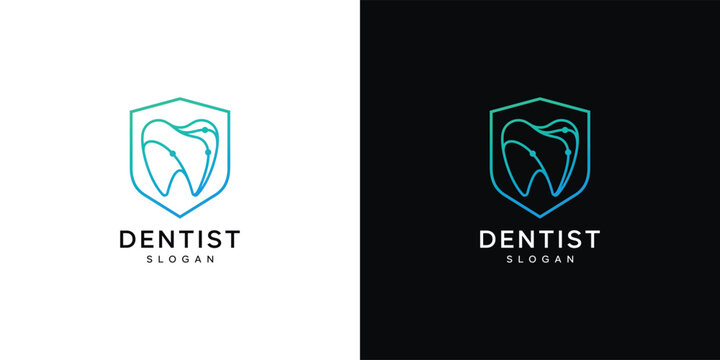 Abstract dental health with line art style logo