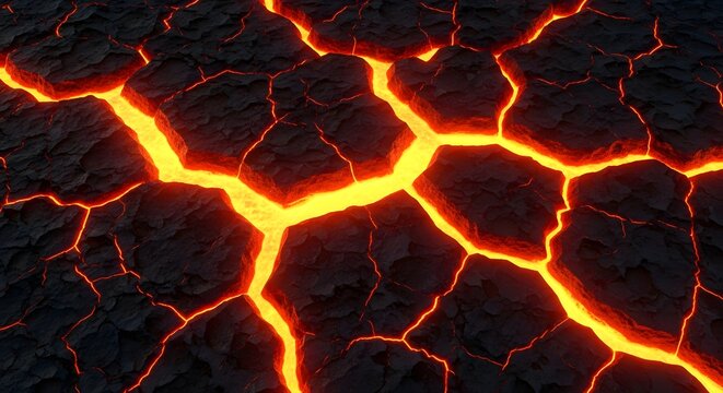 Seamless pattern of molten lava and dark rock
