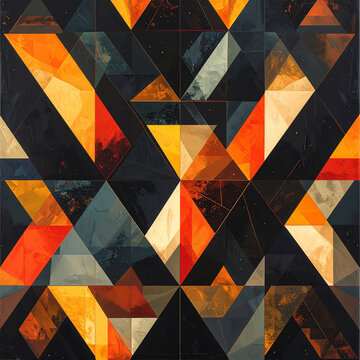 Geometric Abstract Pattern of Triangles in Warm Tones