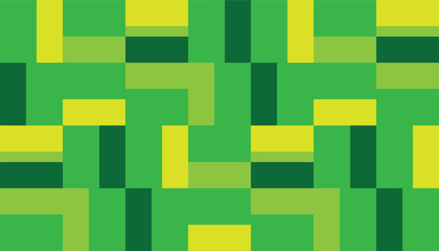 Seamless geometric pattern with abstract rectangular blocks, modern repeating background in various shades of green