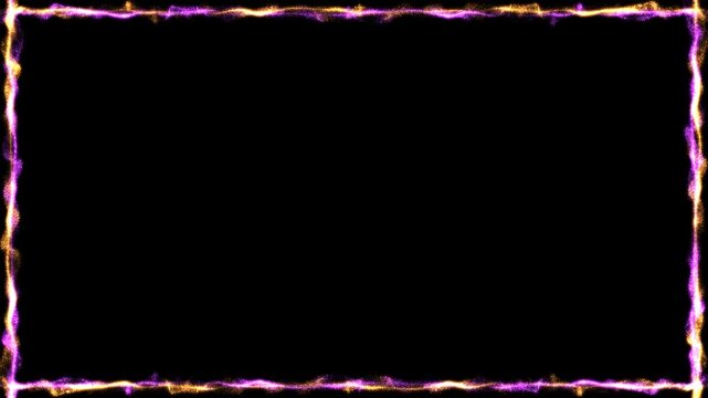 Golden Royal Gold and Magenta Frame From Particles, Border Gold Magenta, Looped Alpha Channel Background