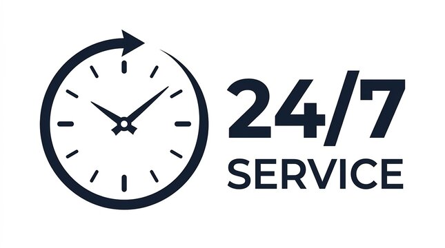 Time management icon for 24 7 customer service