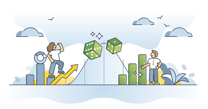 Probability and possible likelihood mathematical measurement outline concept, transparent background. Statistics calculation and potential chance analysis with estimate data assessment illustration.