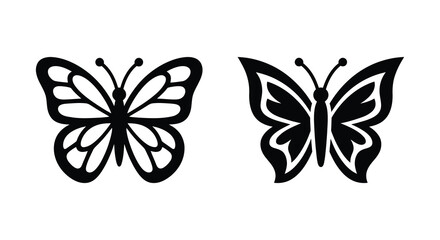 Fototapeta premium two butterfly silhouettes on white background silhouette insect winged animal nature simple graphic design icon symbol