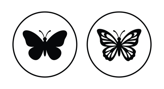 butterfly silhouettes in circular frames silhouette circle frame black white insect winged nature simple graphic design