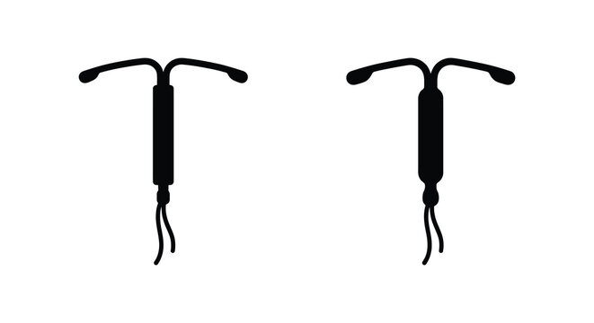 two intrauterine devices shown in black silhouette device iud medical contraception birth control healthcare women health