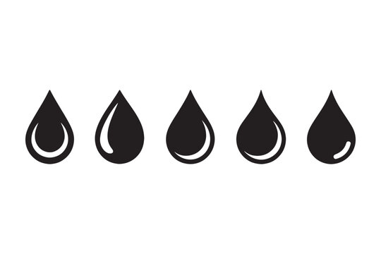 Set of five black downward-pointing triangle with rounded tips, isolated on transparent background, black triangles