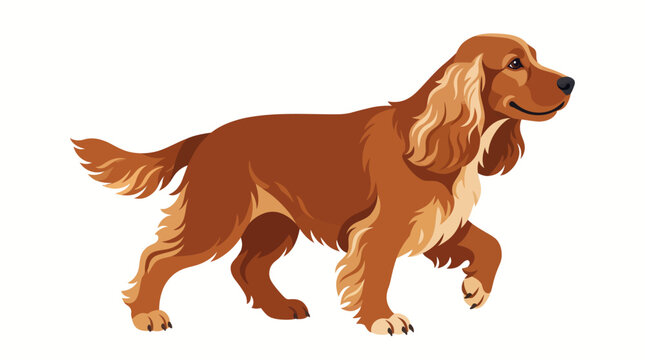 English Cocker Spaniel Walking Vector Illustration Flat Dog Breed Design on White Background