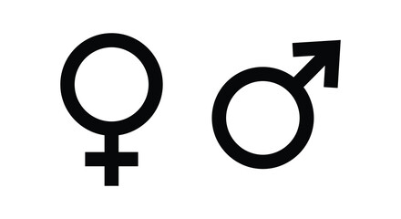 gender symbols in black silhouette male symbol female venus mars icon sign binary sexuality identity equality © Mithon