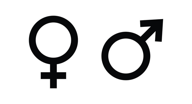 gender symbols in black silhouette male symbol female venus mars icon sign binary sexuality identity equality